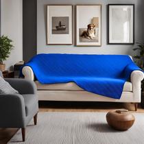 Conjunto de 2 Mantas para Sofá Impermeáveis e Antipelos 135x135cm - Azul Royal