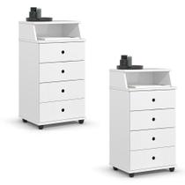 Conjunto de 2 Mesa de Cabeceira Luxo II New com 4 Gavetas Conjunto de 2 Mesa de Cabeceira Luxo II New com 4 Gavetas