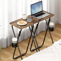 Conjunto de 2 Mesas Dobráveis, Bandejas de Dobráveis Bar e Portáteis com Portacopos, Mesa Pequena para Cozinha, Jantar e Bar