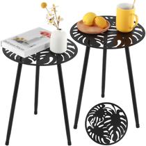 Conjunto de 2 Mesas Laterais de Metal para Área Externa Party Zealot Preto 33 cm