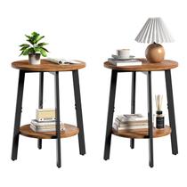 Conjunto de 2 Mesas Laterais Redondas Sthmec 40x40x51cm com Armazenamento Conjunto de 2 Mesas Laterais Redondas Sthmec 40x40x51cm com Armazenamento