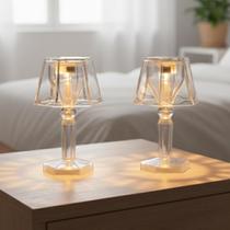 Conjunto de 2 Mini Abajur Luminária de acrílico Cristal LED