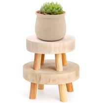 Conjunto de 2 mini banquetas de madeira TOPZEA Short Wood