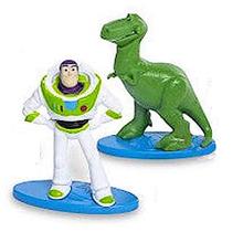 Conjunto de 2 mini bonecos de coco de bolo Toy Story da Pixar - Buzz Lightyear e Rex The T-Rex Dinosaur
