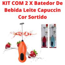 Conjunto de 2 Mini Mixer Misturador Batedor Elétrico Bebida Leite Capuccin Sortido - Wincy