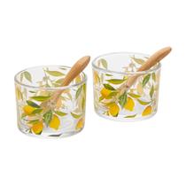 Conjunto De 2 Molheiras Com Colher Bambu Decoração Cozinha