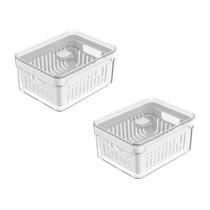 Conjunto de 2 Organizadores de Geladeira com Cesto Clear Fresh 2,2L - Ou