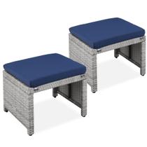 Conjunto de 2 Otomanas de Mimbre Best Choice Products en Gris/Azul Marino Conjunto de 2 Otomanas de Mimbre Best Choice Products en Gris/Azul Marino
