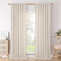 Conjunto de 2 painéis de cortinas BGment Linen Semi Sheer 240x132cm Conjunto de 2 painéis de cortinas BGment Linen Semi Sheer 240x132cm