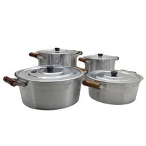 Conjunto de 2 Panelas + 2 Caldeirões Grandes Alumínio Grosso
