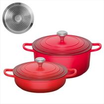 Conjunto de 2 Panelas Caçarola Amalfi Revestimento Cerâmico Antiaderente Fundo Triplo Para Indução e Gás e Vedação Hermética