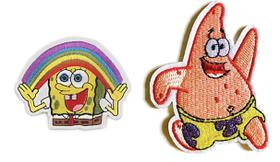 Conjunto de 2 Patches Bordados Termocolantes do Bob Esponja