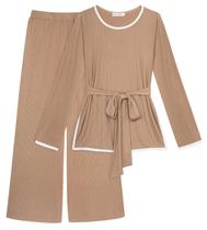 Conjunto de 2 peças, blusas e calças femininas com gravata casual GRACE KARIN