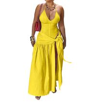 Conjunto de 2 peças com capa de banho Tinodu Maxi Skirt amarela feminina Conjunto de 2 peças com capa de banho Tinodu Maxi Skirt amarela feminina