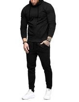 Conjunto de 2 peças de agasalho masculino Uni Clau, moletons pretos, GG