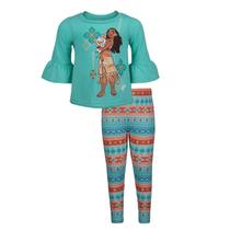 Conjunto de 2 peças de manga comprida e leggings Disney Moana Toddler Toddler para meninas (azul, 3T)