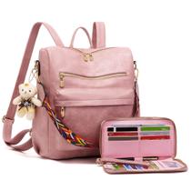 Conjunto de 2 peças de mochila feminina Soperwillton em couro PU Conjunto de 2 peças de mochila feminina Soperwillton em couro PU
