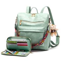 Conjunto de 2 peças de mochila feminina Soperwillton em couro PU Conjunto de 2 peças de mochila feminina Soperwillton em couro PU