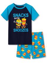 Conjunto de 2 peças de pijamas Beezizac Little & Big Boys Blue Snacks 6Y