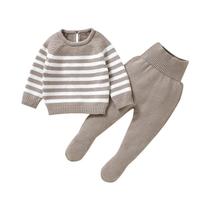 Conjunto De 2 Peças De Roupas De Malha Para Bebês, Meninos E Meninas, 0-9 Meses, Outono/inverno,