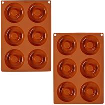Conjunto de 2 peças de silicone antiaderente Donut Pans Wilton de qualidade alimentar Conjunto de 2 peças de silicone antiaderente Donut Pans Wilton de qualidade alimentar