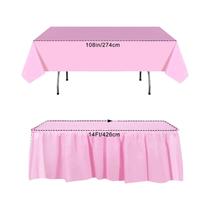 Conjunto De 2 Peças De Toalha De Mesa Retangular Descartável Rosa Para Aniversário, Casamento, Chás Conjunto De 2 Peças De Toalha De Mesa Retangular Descartável Rosa Para Aniversário, Casamento, Chás