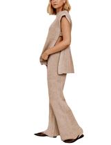 Conjunto de 2 peças e suéteres Liviefent Women Khaki Knit XS