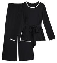 Conjunto de 2 peças GRACE KARIN Casual para mulheres com nervuras em preto L Conjunto de 2 peças GRACE KARIN Casual para mulheres com nervuras em preto L