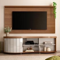 Conjunto de 2 Peças Painel Slim e Rack Suporta com Segurança Tvs 75 Polegadas Magnum Marrom Cinamomo Conjunto de 2 Peças Painel Slim e Rack Suporta com Segurança Tvs 75 Polegadas Magnum Marrom Cinamomo