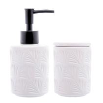 Conjunto de 2 Peças para Banheiro de Cerâmica Leaf Branco - Wolff