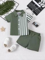 Conjunto De 2 Peças Para Bebês Meninos, Camisa De Manga Curta E Shorts Em Cor Sólida, Moda Casual De Conjunto De 2 Peças Para Bebês Meninos, Camisa De Manga Curta E Shorts Em Cor Sólida, Moda Casual De
