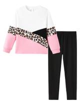 Conjunto de 2 Peças para Meninas PATPAT com Moletom Estampado de Onça