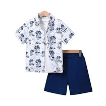 Conjunto De 2 Peças Para Meninos Adolescentes Com Estampa De Coqueiro, Camisa De Manga Curta Com Conjunto De 2 Peças Para Meninos Adolescentes Com Estampa De Coqueiro, Camisa De Manga Curta Com