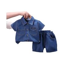 Conjunto De 2 Peças Para Meninos: Camisetas De Verão Em Jeans E Calças - Roupas Casuais Infantis Conjunto De 2 Peças Para Meninos: Camisetas De Verão Em Jeans E Calças - Roupas Casuais Infantis