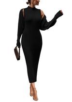 Conjunto de 2 Piezas para Mujer PRETTYGARDEN Vestido Maxi Negro Talla L