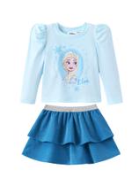 Conjunto de 2 Piezas para Niña Pequeña de Elsa de Frozen de Disney con Mangas Abullonadas Conjunto de 2 Piezas para Niña Pequeña de Elsa de Frozen de Disney con Mangas Abullonadas