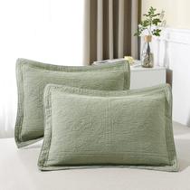 Conjunto de 2 pillow Sham WINLIFE acolchoado 100% algodão king size verde