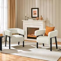 Conjunto de 2 poltronas decorativas Yaheetech em veludo cotelê bege Conjunto de 2 poltronas decorativas Yaheetech em veludo cotelê bege