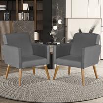 Conjunto De 2 Poltronas Suede Premium Cristal Conforto