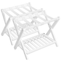 Conjunto de 2 porta-bagagens SONGMICS em madeira maciça Cloud White Conjunto de 2 porta-bagagens SONGMICS em madeira maciça Cloud White
