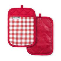 Conjunto de 2 porta-panelas KitchenAid Gingham, pacote com 2 unidades, algodão vermelho paixão
