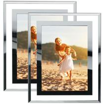 Conjunto de 2 porta-retratos HIKWADERY Silver 5x7 com vidro HD Conjunto de 2 porta-retratos HIKWADERY Silver 5x7 com vidro HD