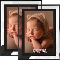 Conjunto de 2 porta-retratos IZIDDO de vidro preto 8x10 para mesa