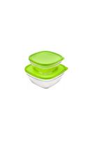 Conjunto De 2 Potes De Vidro 670 Ml 320 Ml Verde Verde