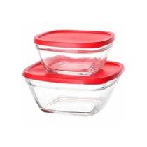 Conjunto de 2 Potes de Vidro 670 ml 320 ml VERMELHO