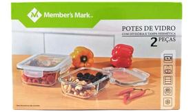 Conjunto De 2 Potes De Vidro Com Divisória E Tampa Hermética Conjunto De 2 Potes De Vidro Com Divisória E Tampa Hermética