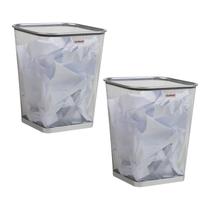 Conjunto de 2 prateados Trash Can Mind Reader Mesh Square de 18,92 litros