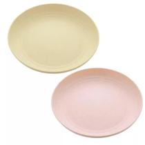 Conjunto De 2 Pratos Bambu Lyor Raso 27cm Coloridos Bandeja