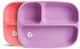 Conjunto De 2 Pratos Com Divisorias Infantil Munchkin Rosa / Lilas