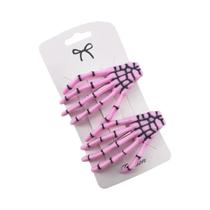 Conjunto De 2 Presilhas De Cabelo Estilo Punk Com Mão De Esqueleto E Caveira De 8cm, Acessórios Para